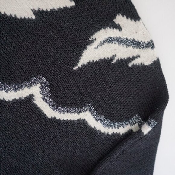 Vintage Jessica By Sears Black White Knit 2% Angora 2% Metallic Metal Sweater M - Picture 9 of 11